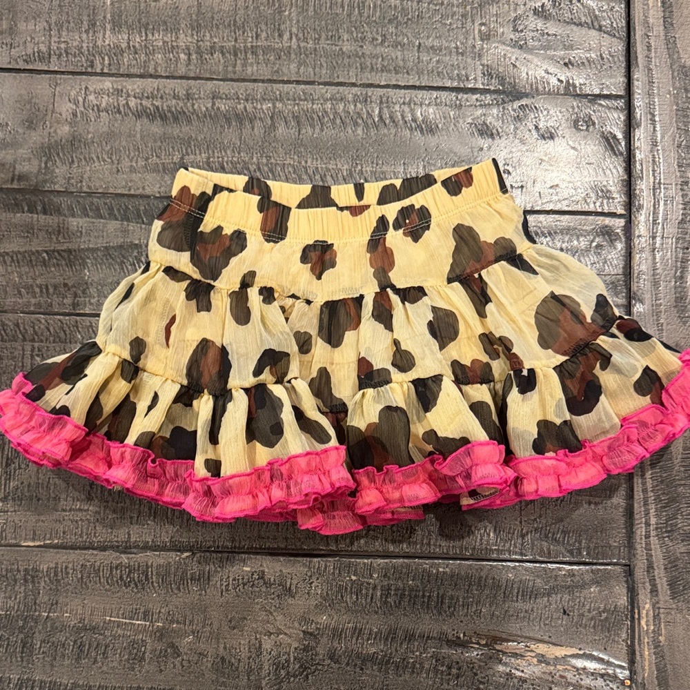 Harajuku Mini Target Leopard Print Skirt with Pink Ruffle